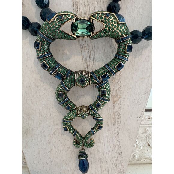 Heidi Daus Snake Spellbinding Crystal Double Strand Serpent Necklace Rare!! - Picture 3 of 6